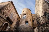 medieval tower and building at Villalago, abruzzo